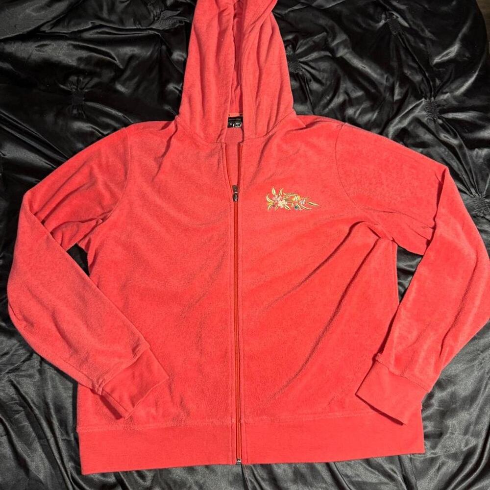 Bcbgmaxazria vintage velour red zip